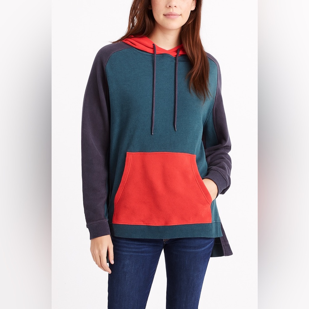 Madewell Colorblock Hoodie Sweatshirt | Split Hem, Oversized Fit, Cotton Blend